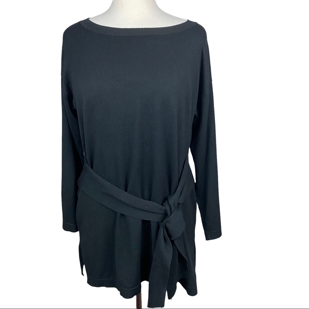 AUGUST SILK Solid Black 3/4 Sleeve Sweater Top Size Medium